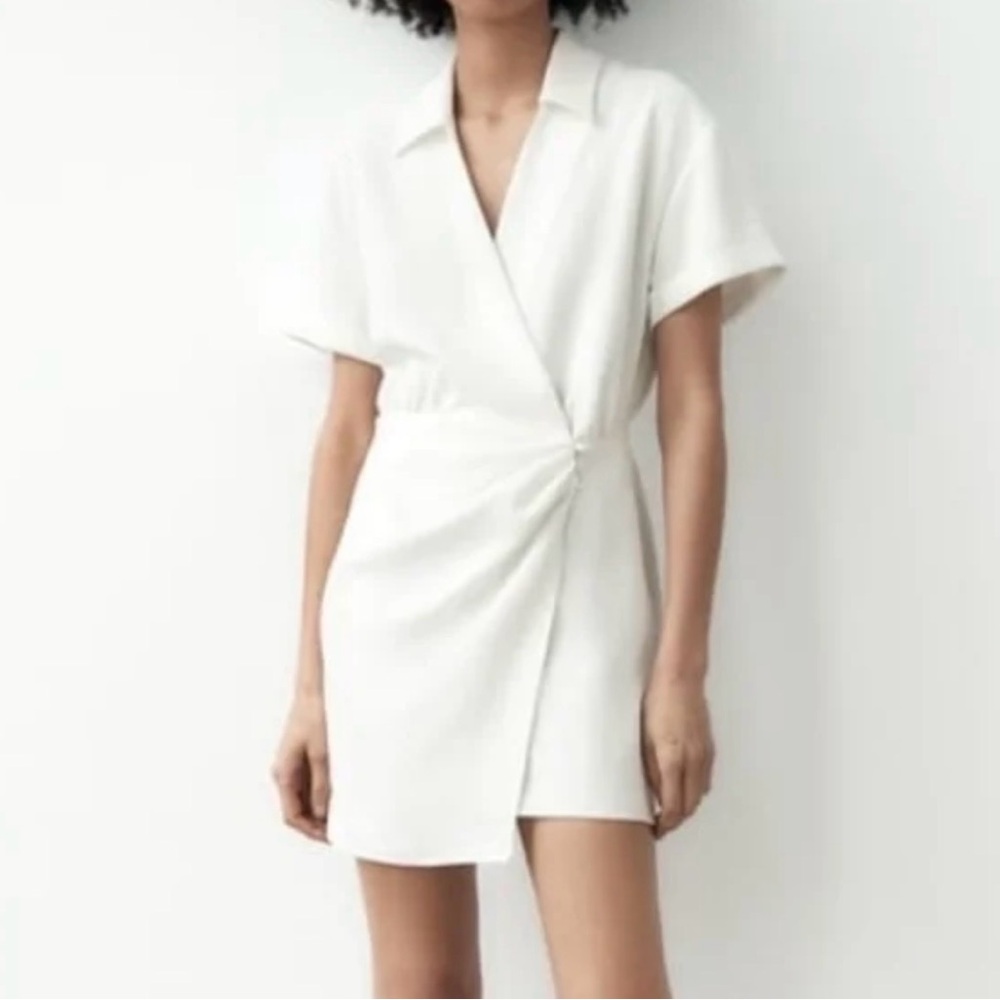 Zara Cream Wrap Mini Dress